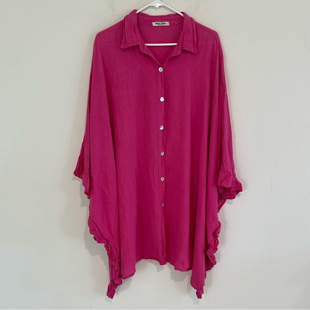 Meo Meli Hot Pink Linen Button Down Lagenlook Tunic